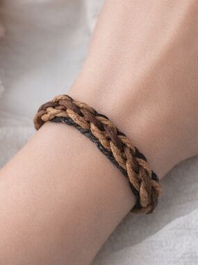 paparazzi Braided Cord Bracelet in Brown and Tan